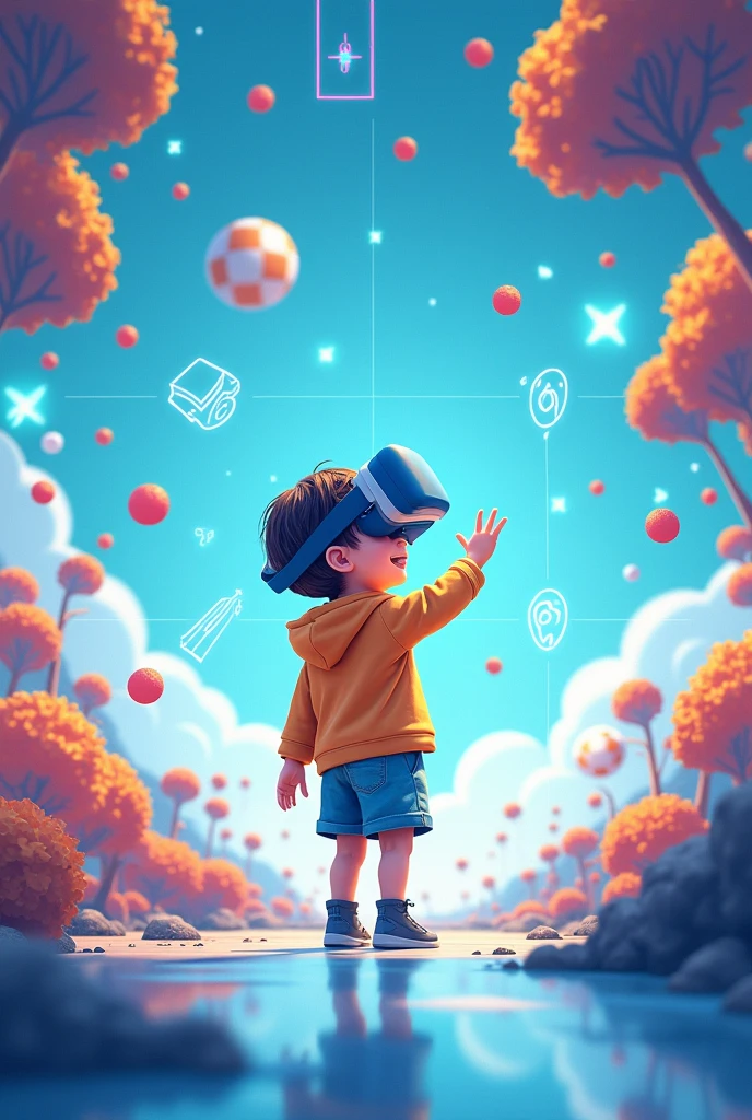 Child identifying children Object recognition in vr illustration