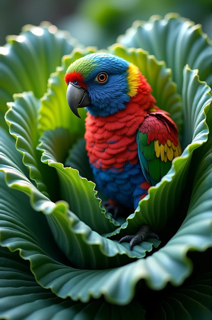 Create beautiful parrot with cabbage
