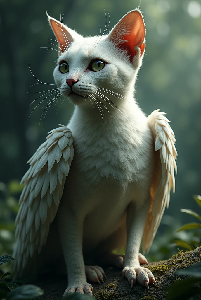 hybird cat and bird .realism.cinematic