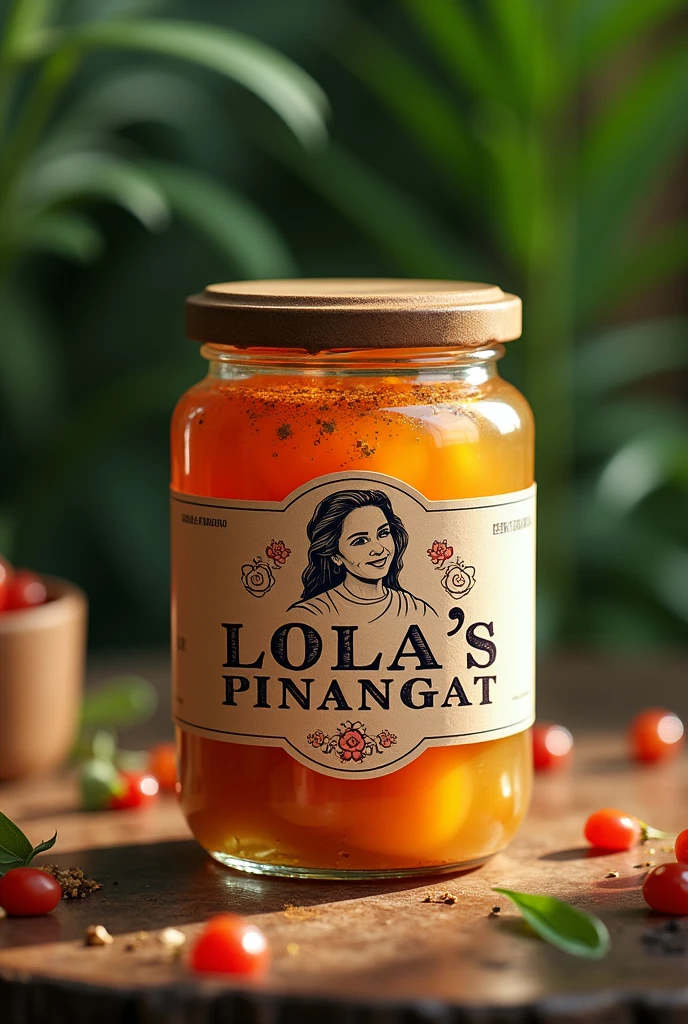 Logo packaging for Lola's Pinangat brand name in a jar