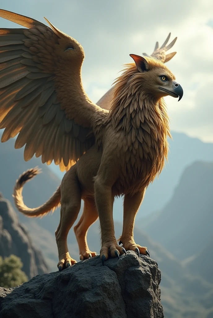 Griffin,The front legs and head are of an eagle, and the body and hind legs of a lion