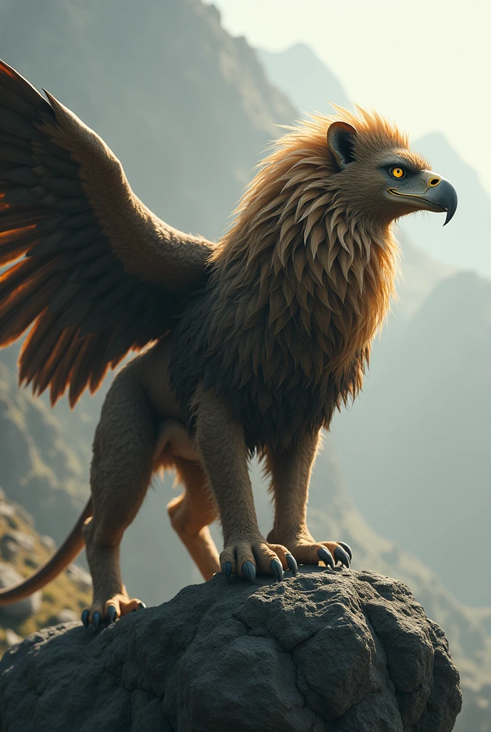 Griffin,The front legs and head are of an eagle, and the body and hind legs of a lion
