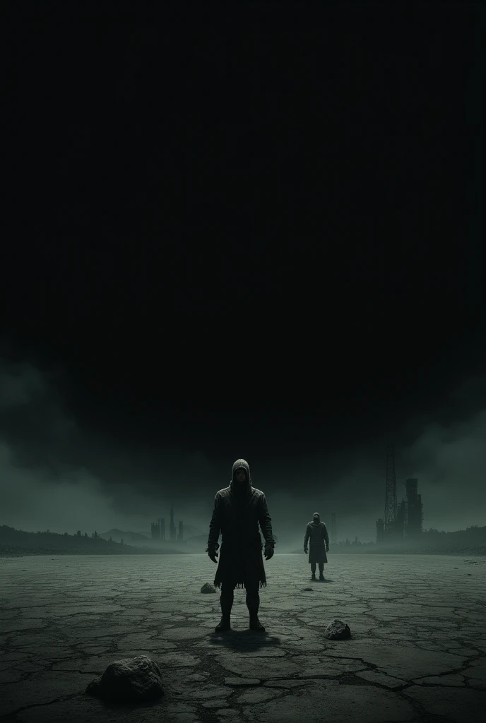 Dark desolate place with black sky