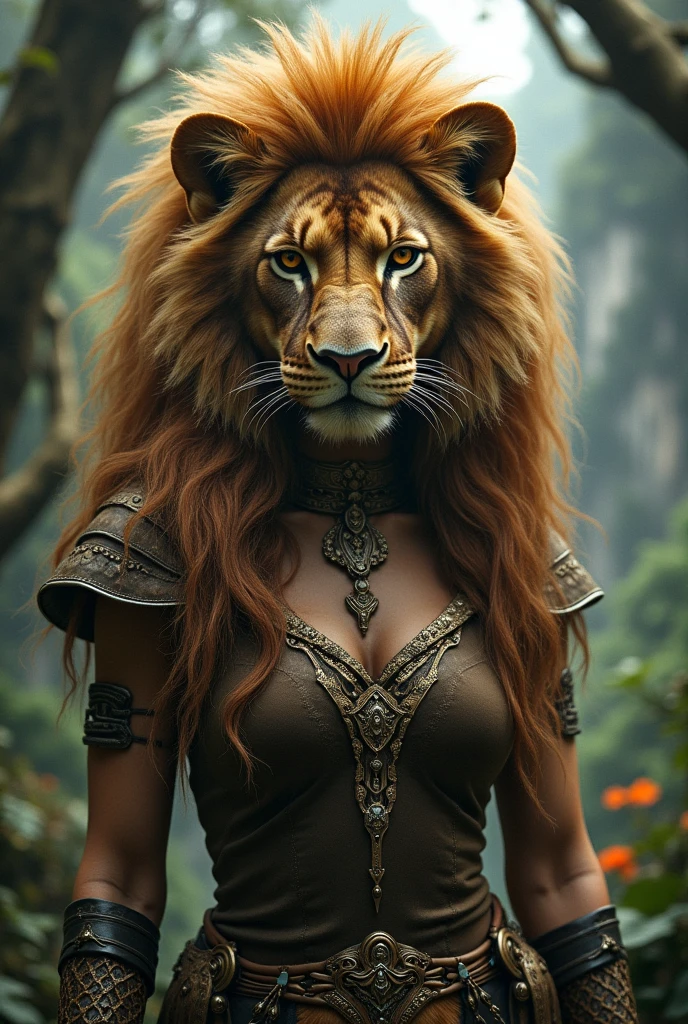 A woman with lion