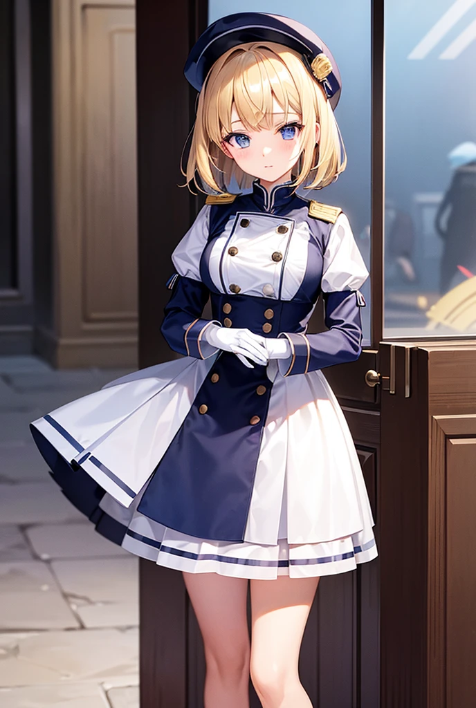 (Highest quality)、masterpiece、Popular on pixiv、Wearing a uniform, hat and gloves、Anime Girls, The finer details、(Bobcut)、(Blonde)、Girls' Frontline, from Girls' Frontline, Cute girl anime visuals, Ayaka Genshin Impact, Girls' Frontline style, Key Anime Art, Half Yamada, Girls' Frontline universe, Girls' Frontline, Hajime Yatate, Girls' Frontline cg, Shu, Kagamine Rin