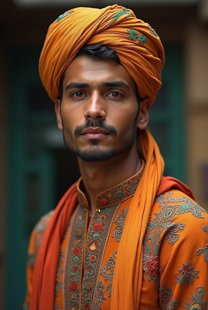 A American man in kurta and turban without beard 