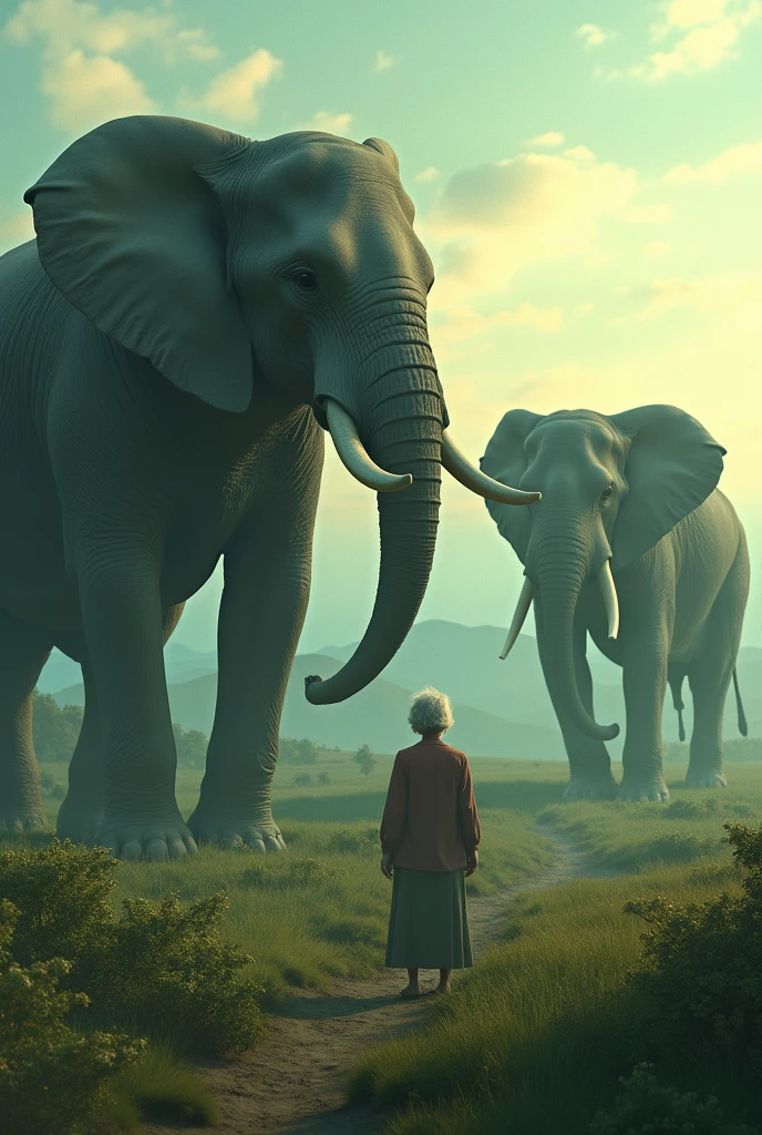 An old woman dreamed of seeing two elephants.
