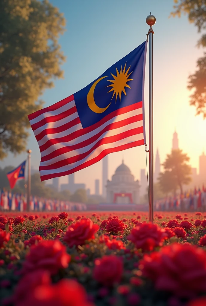 Malaysia's intelligence day with lot of Malaysia's flag