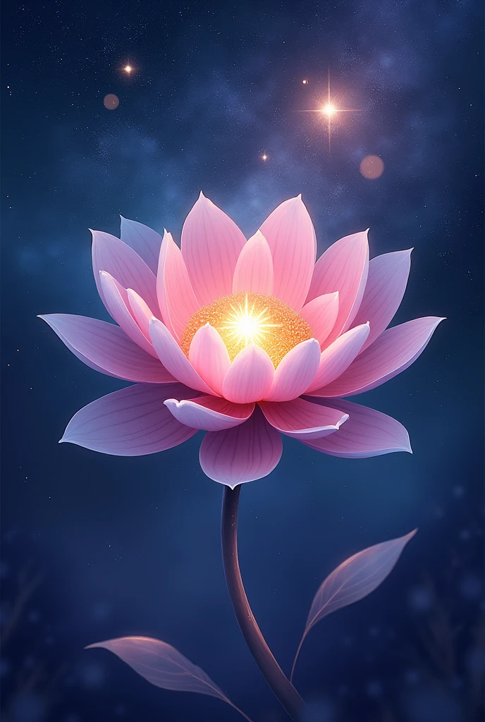 The petals of the flower merge with the starry sky、Star from the center of the flower々A design that spreads out radially。Blue or purple、A mix of soft shades of pink、Creates a fantastic atmosphere。