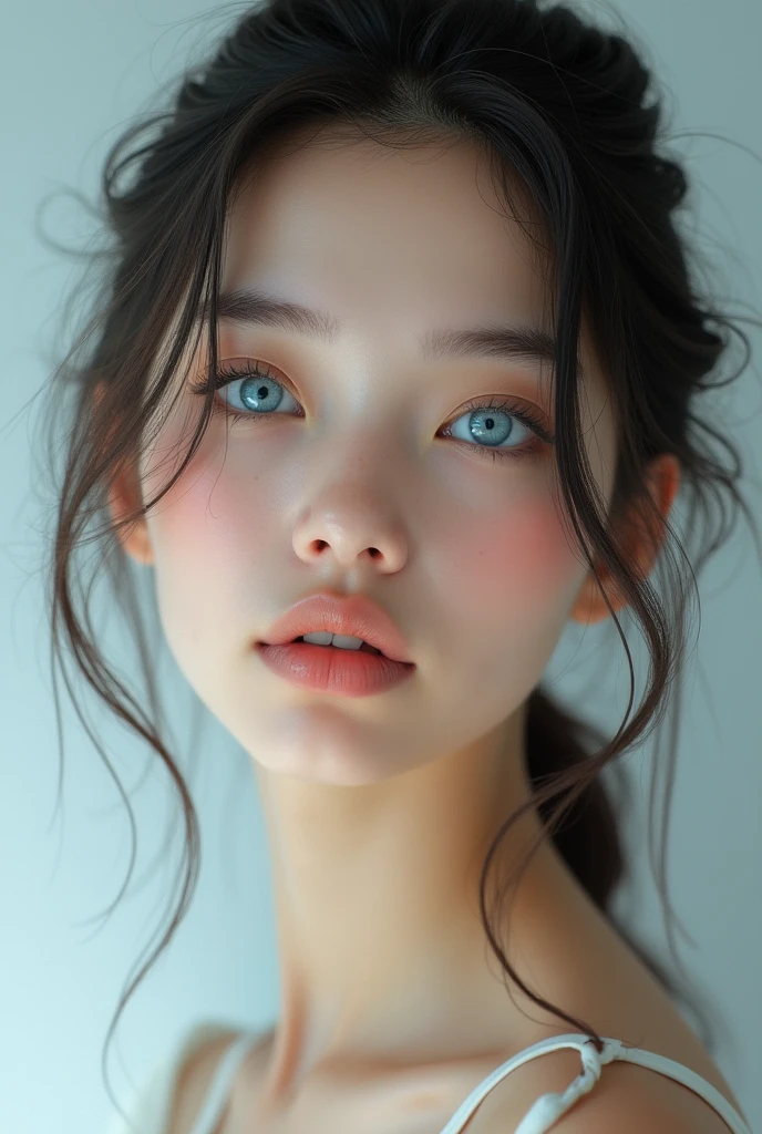 Light skin girl with blue eyes
