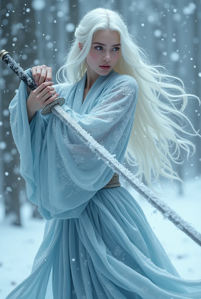 Snow Woman woman Avatar kimono Snowstorm ice sword