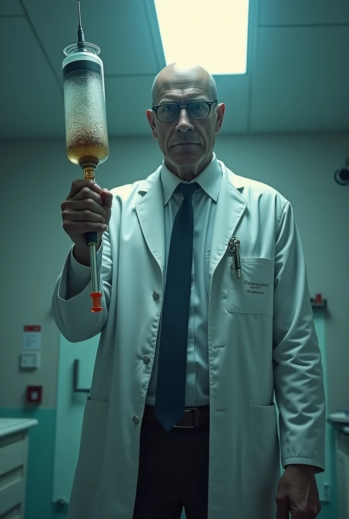 doctor with a huge injection in hand 