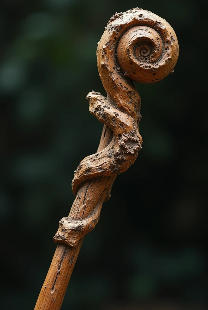 I would like a wand for a Harry Potter RPG, It has the following characteristics: leafcutter ant wand, with magic anthill wood, 28 cm in size, rough texture with spiral patterns that imitate the structure of leafcutter ants. I want the entire wand in the photo.