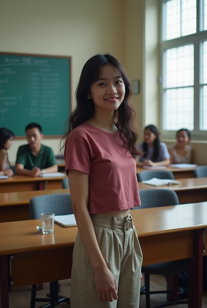 A Vietnamese female student was fucked in the middle of class. 