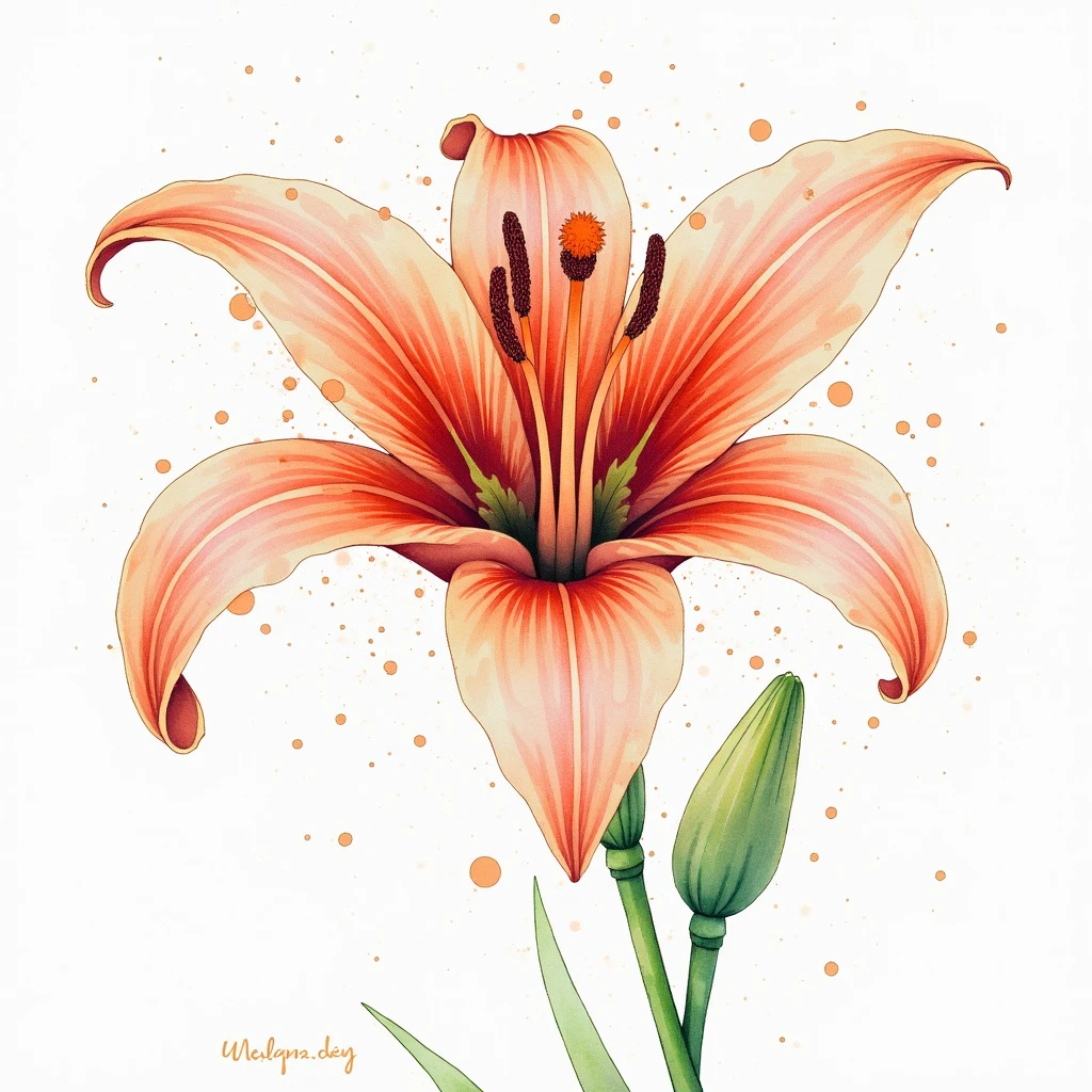 wtrcolor style, The art of math (lily), Official Art, Blown by the wind, masterpiece, beautiful, ((watercolor)), Paint splatter, Intricate details. Very detailed, [Dripping:0.5], Popular on artstation, Rachel Walker
