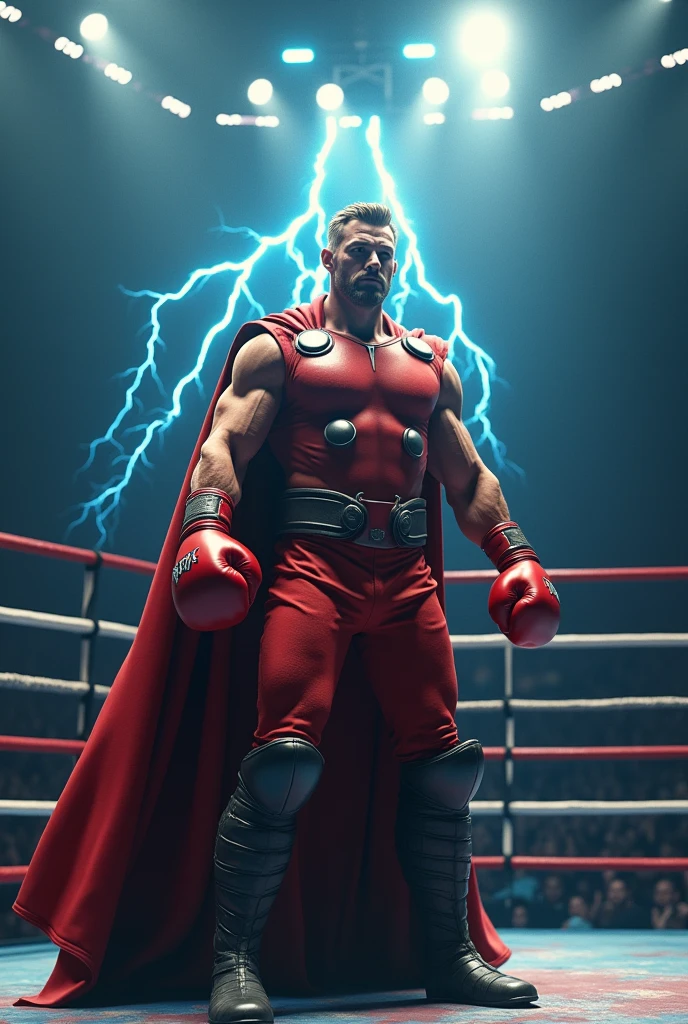 a boxing ring, Thor, wearing red boxing gloves