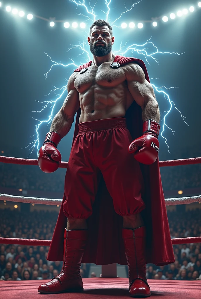 a boxing ring, Thor, wearing red boxing gloves