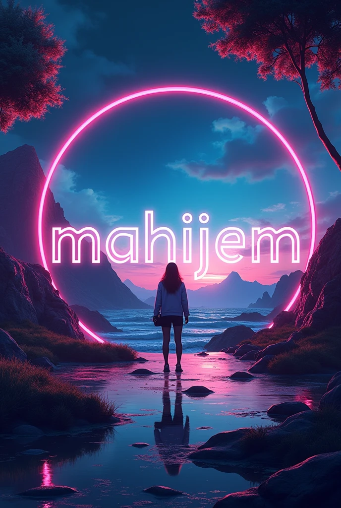 Make a youtube banner with name mahiiiem with length 16:4
