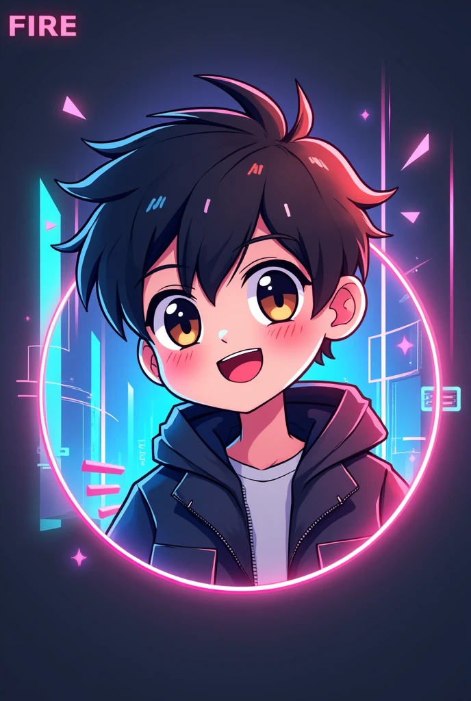 Gaming logo for freefire player for Anime cycber cute boy