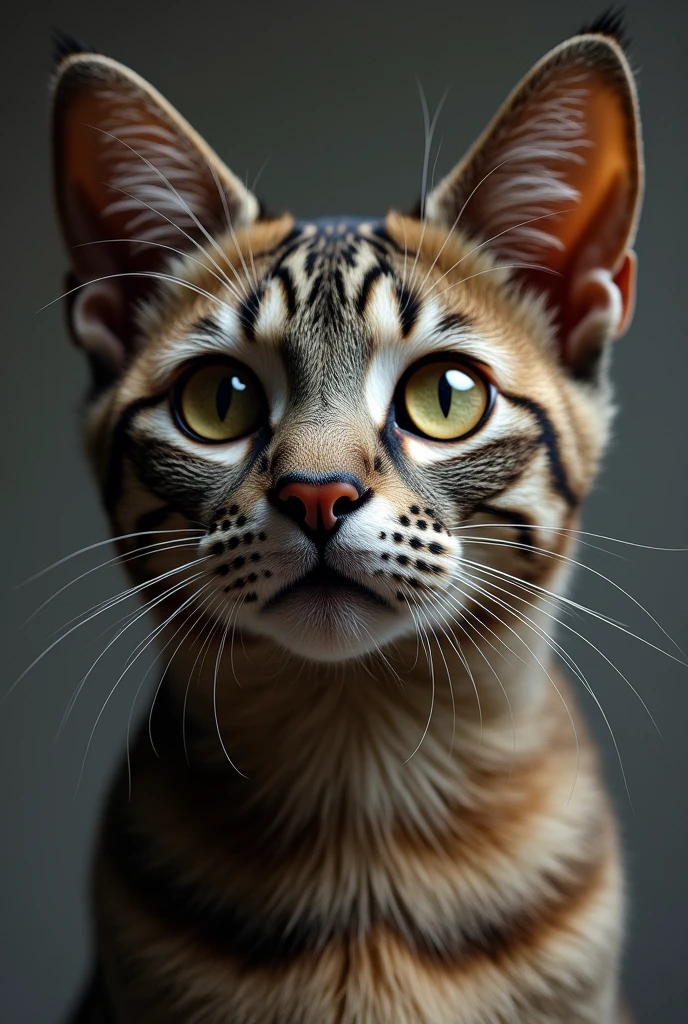 anthropomorphic cat。Only the face of a female cat、Extremely sexy woman。Glamorous and incredibly sexy。Types、American Shorthair。As real as the real thing、Highest quality。A masterpiece。