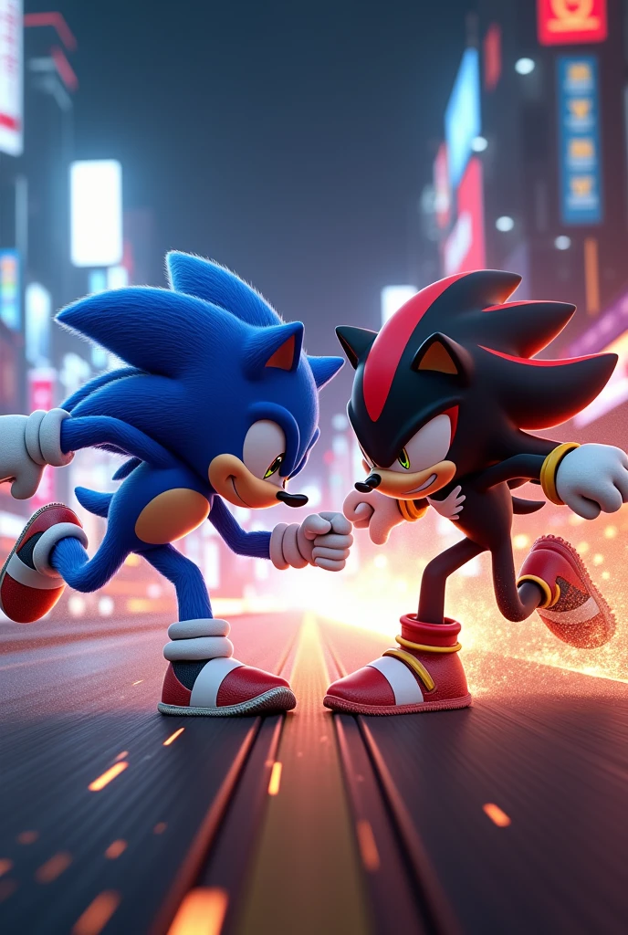 A video of sonic vs shadow