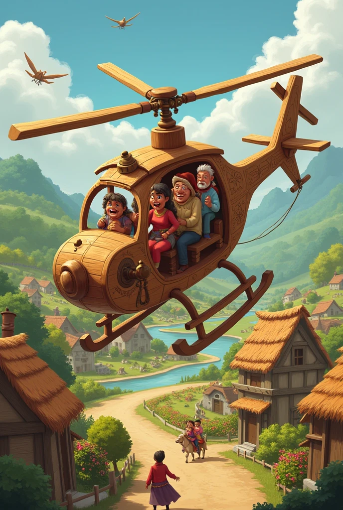 Create wood helicopter with village people