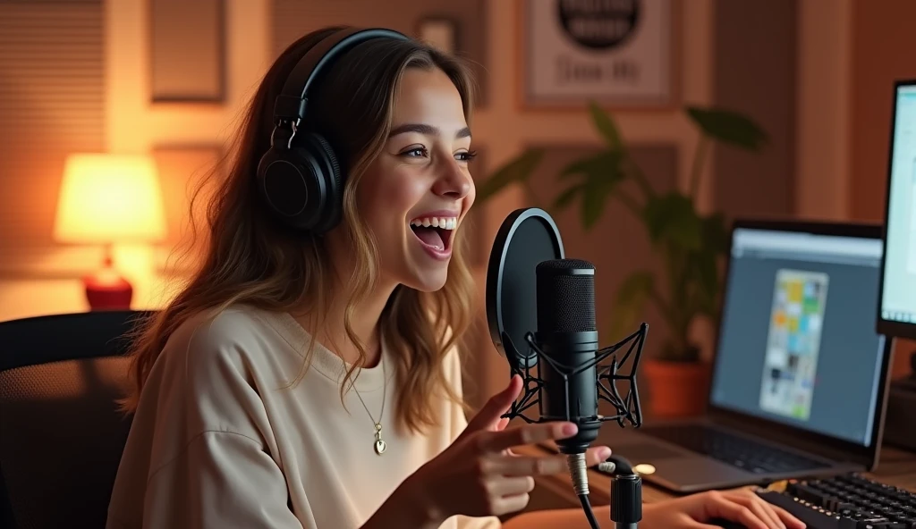 girl   doing podcast 