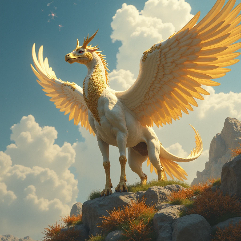 (A griffin),The vast sky science fiction, Fibonacci, complex, Very detailed, number, Art Station, Concept Art, colorful, Smooth, Clear focus, illustration, Unreal Engine 5, 8K, Art work：artgerm、greg rutkowski 和 alphonse mucha