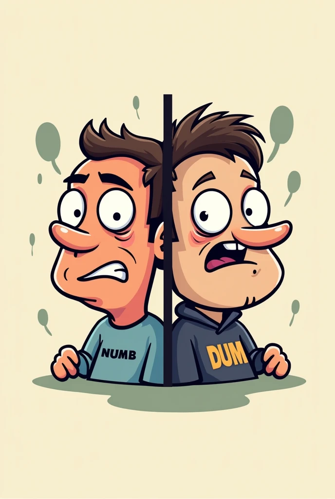 Dumb and Numb Logo cartoon for funny design for clothing