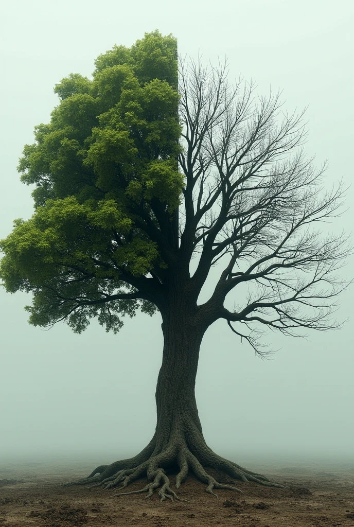 Tree divided half dead half alive half half