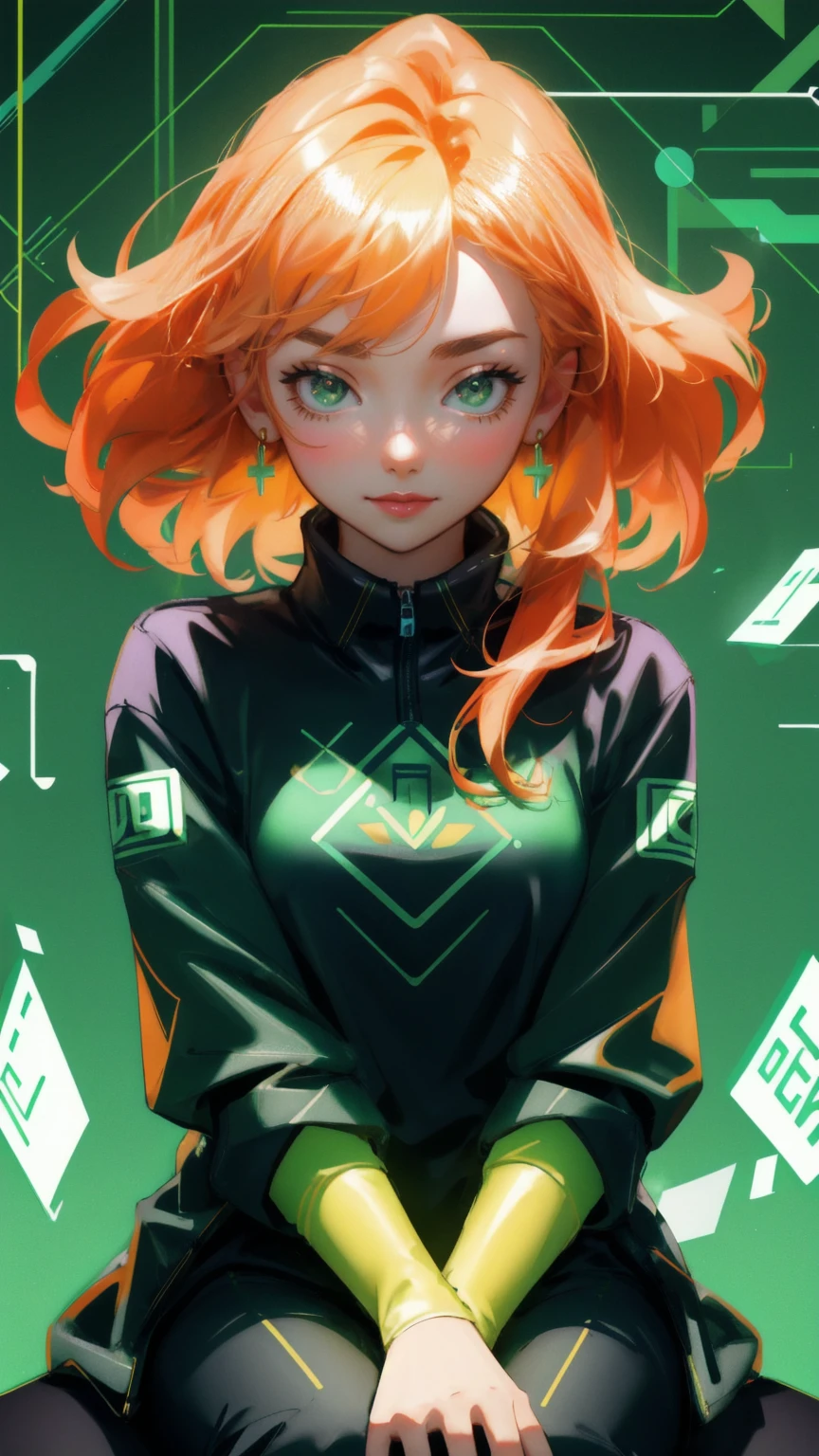 Create a vibrant image featuring a young woman in a colorful, crypto-themed setting. She is seated at a desk, surrounded by floating cryptocurrencies like Bitcoin, Ethereum, and various altcoins, all glowing in a dynamic green background. The woman wears a casual, bright yellow t-shirt with a tiger face print, expressing excitement and surprise as she researches on her laptop. The scene is lush with green foliage around her, enhancing the theme of growth and vitality. Above the scene, in a banner style, include the phrase 'DYOR or Die' in bold, impactful lettering, without explicitly depicting it, to imply the importance of doing your own research in the crypto world. The entire image is filled with elements like documents, digital graphs, and crypto coins to represent thorough research and the dynamic nature of the cryptocurrency market