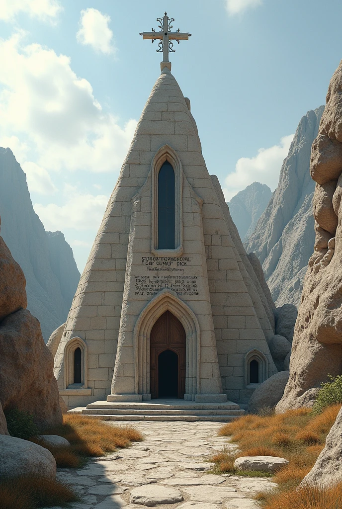 imagine: a church built from only rock by drilling, it's top end with cross, had some geez words