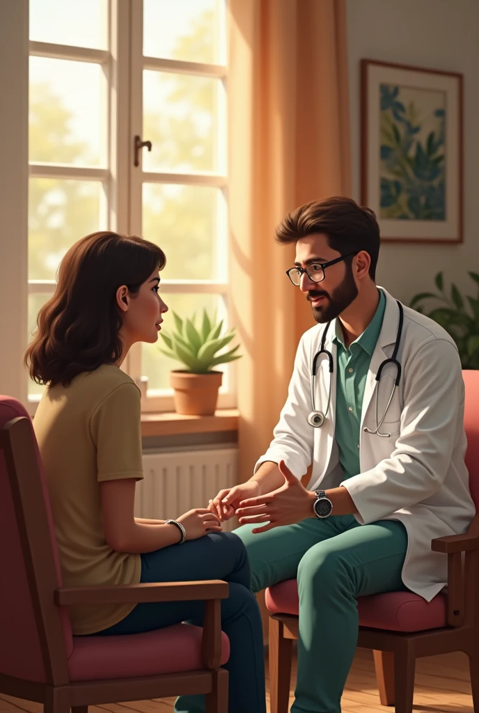 a doctor counselling with his schizophrenia patient