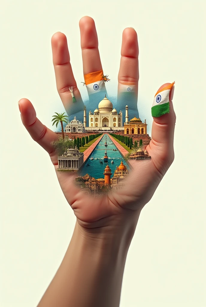 India map with diversity pics in it holded by one hand