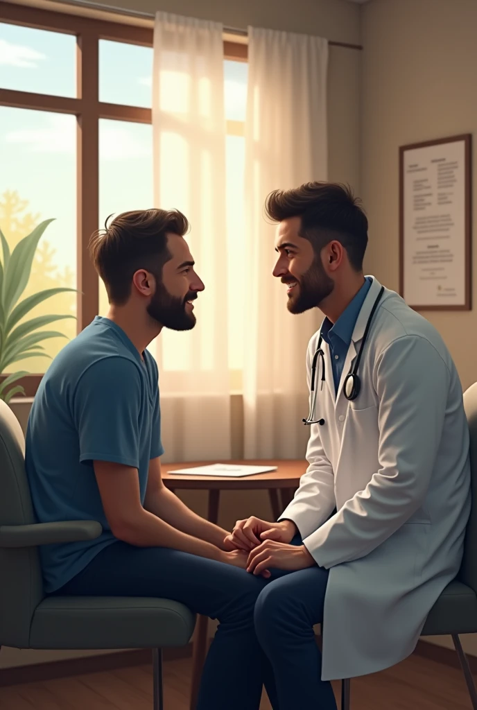a doctor counselling with his schizophrenia patient men