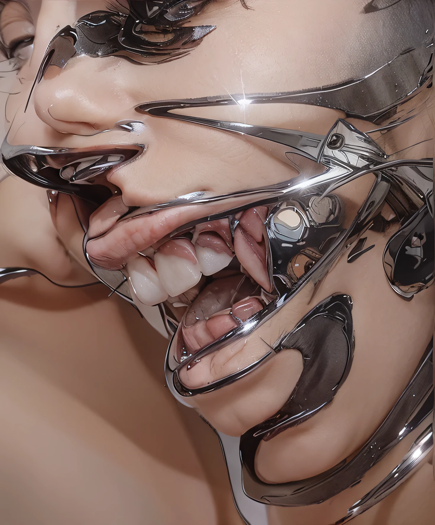  vampire teeth mouth chrome 