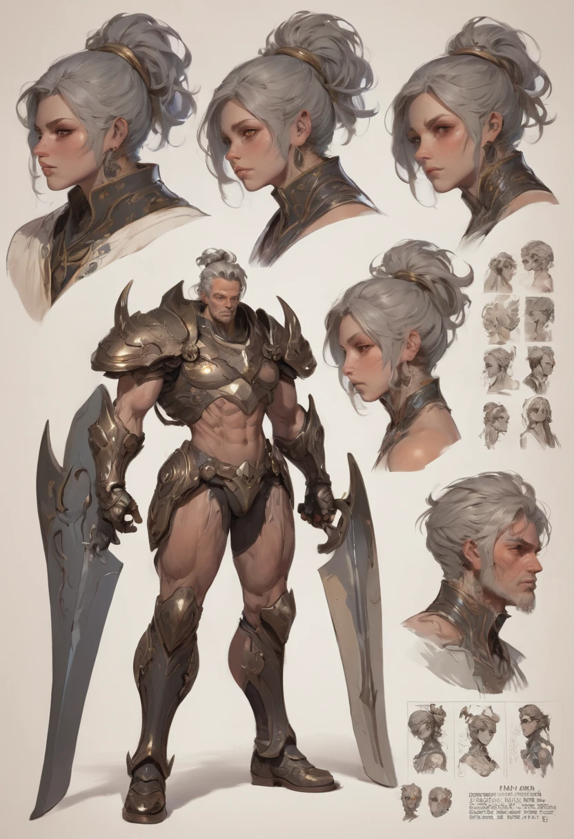 character design sheet by Yliade, Best Quality, masterpiece, Representative work, official art, professional, Ultra intricately detailed, 8k