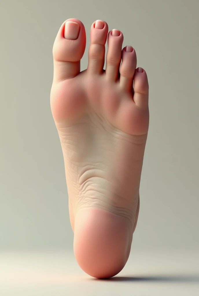 A foot that has only 3 toes photorealistically