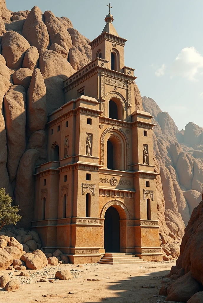 imagine: a church built from only rock by drilling, it's roof like lalibela Ethiopian church.