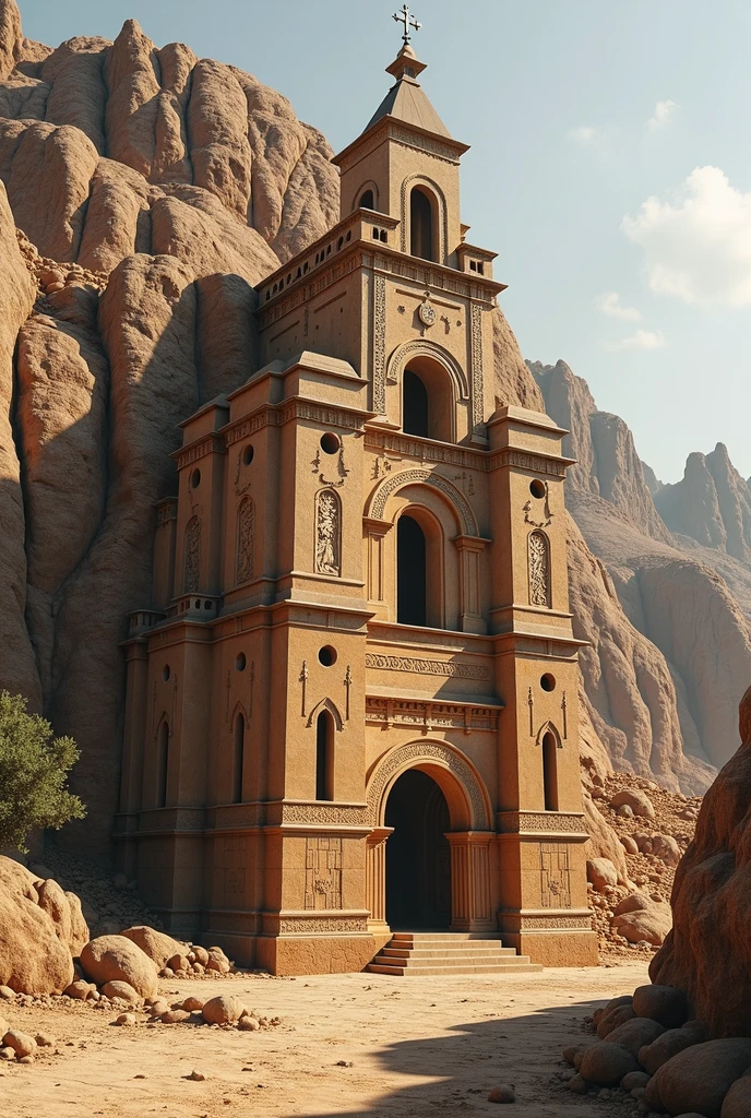 imagine: a church built from only rock by drilling, it's roof like lalibela Ethiopian church.