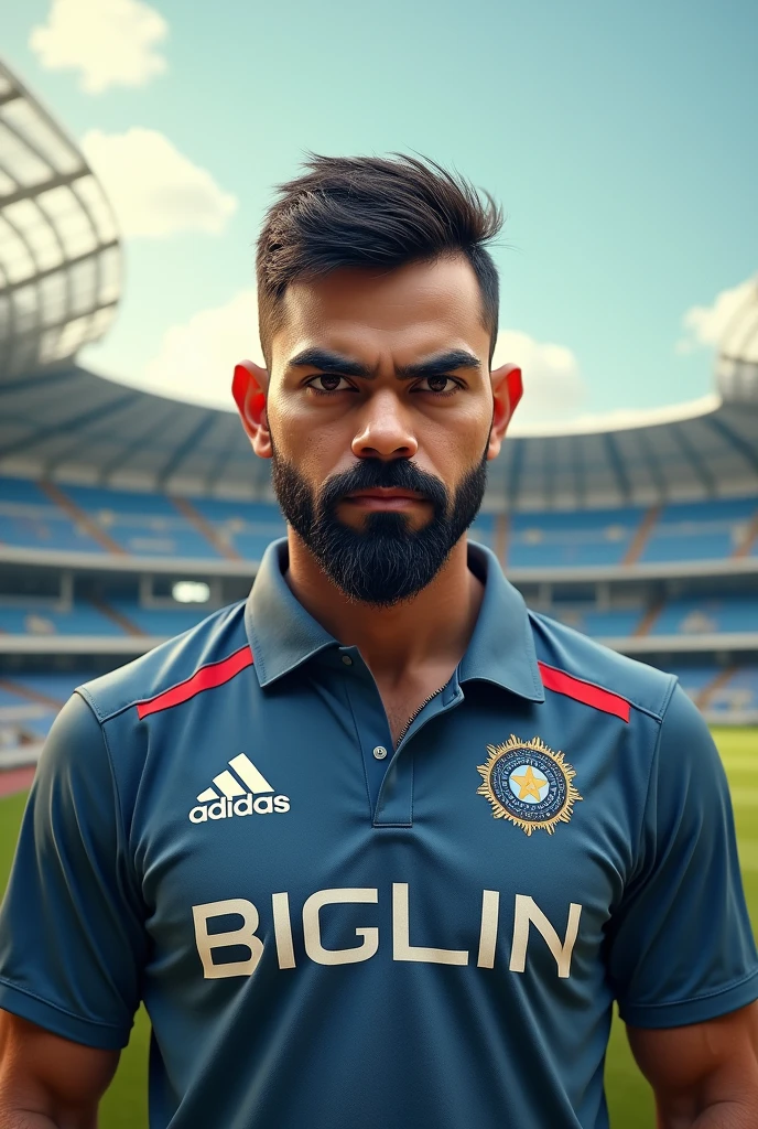 Virat kohli, stadium in background