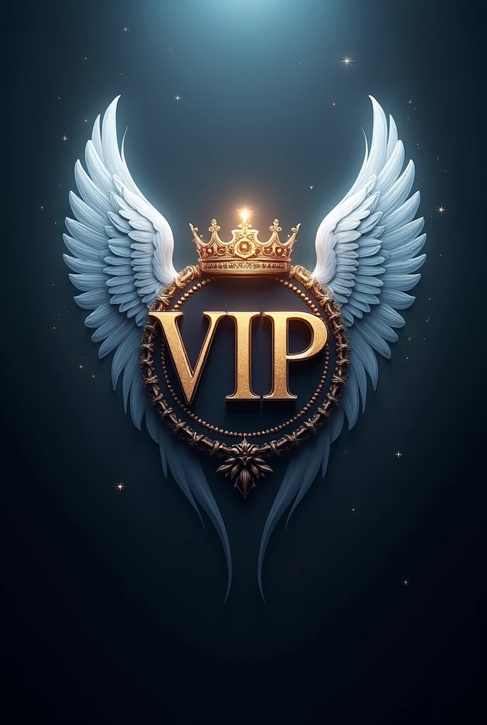 A secret victory logo , but with the name vip in the center, with angel wings with sparkles and a crown