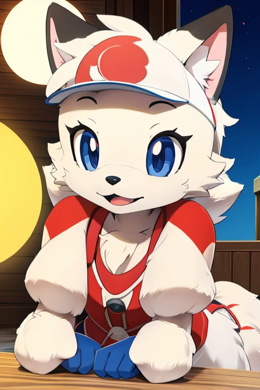 Furry female red fox bot alola pokemon sun and moon fursuit mascot baseball style 