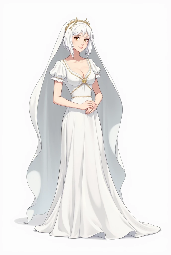 women, elegant, calm medieval princess dress, hermosa cabello blanco y elegant, Golden eyes, detailed dress, medieval times, Royals, portrait, (Best Quality), (masterpiece), (Very detailed), (4k)