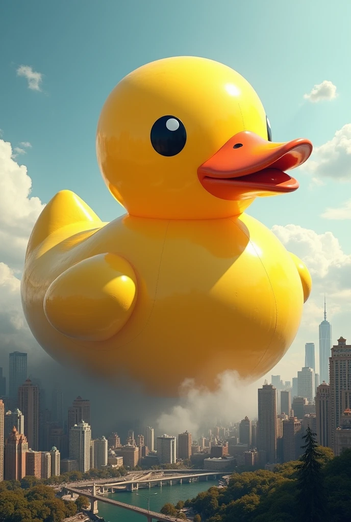 THE BIGGEST SIZE OF THE MOON EPIK RUBBER DUCK DESTROYING A CITY
