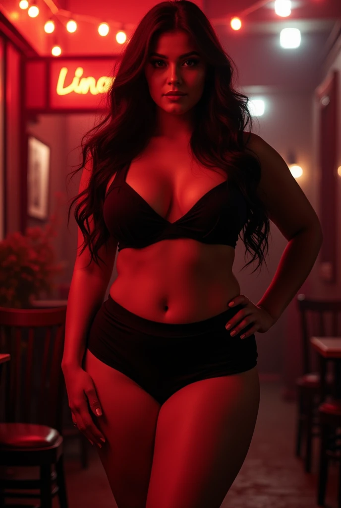 lady, posing seductively to viewer, solo:1, pov, beautiful thick thighs,
red light district background, long hair, 3/4 body, V neck mini hot shorts