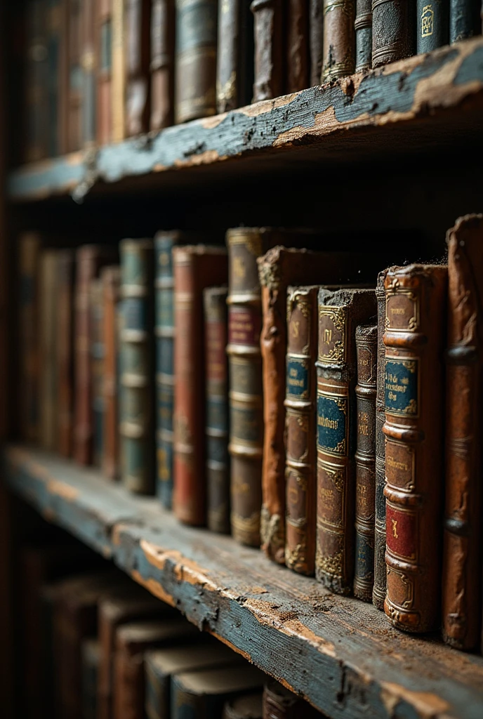 Old bookshelf Zoom in on the books