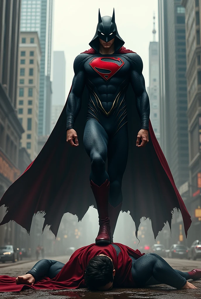 Leolouch with his zero mask stepping on supermans head