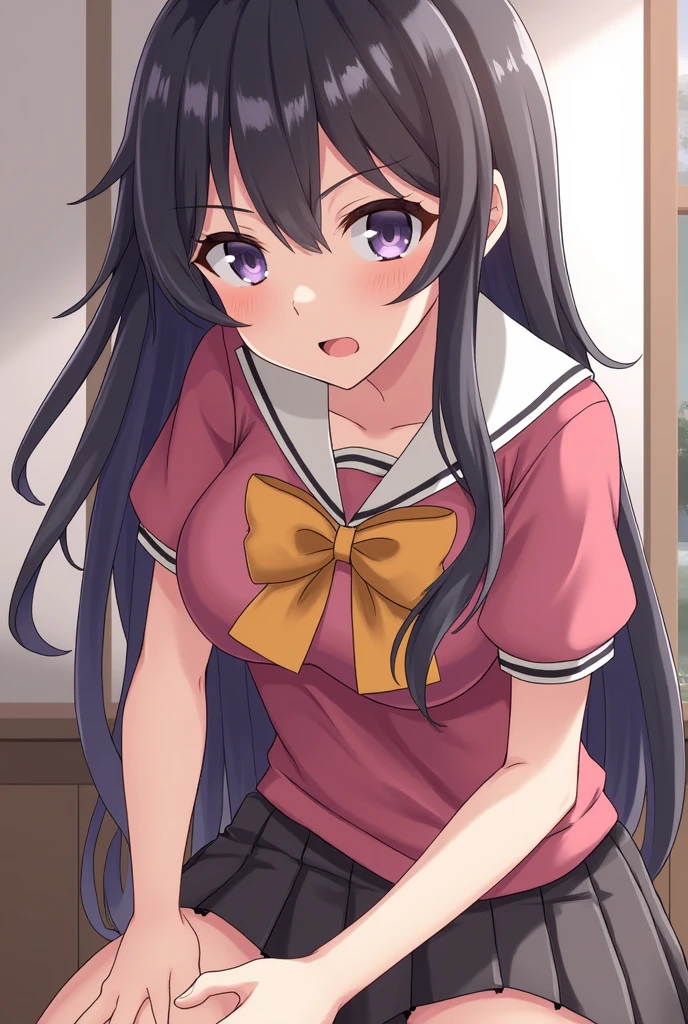 Highschool anime girl giving me blow job