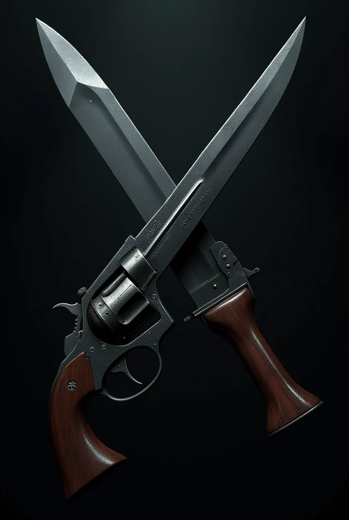 a dagger and a revolver forming an x